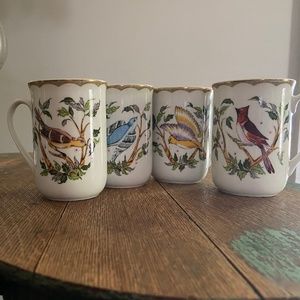 Georges Briard Woodland Melody Set of 4 Bird Mugs Grandmillenial Decor